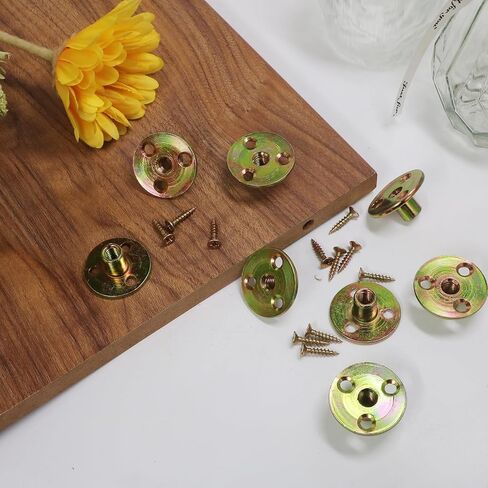 FoDau770 3/8"-16 Brad Hole T-Nut with Screws, Zinc Plated Carbon Steel 3-Hole T-Nuts, Insert Female Thread Mounting Fastener for Wood Furniture and DIY Project - 16 Set (64 Pieces) in Kuwait