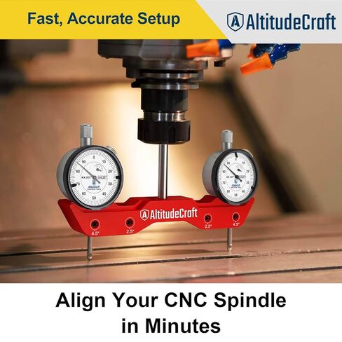 Precise Mill and Lathe Tramming System, Dual 0.001 Inch Dial Indicators, 1/4 Inch Shank CNC Router Calibration Tool for Mini Mills and Spindle Squaring, Protective Case Included in Kuwait