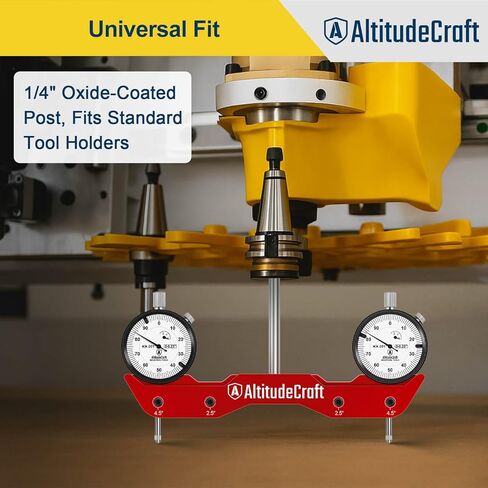 Precise Mill and Lathe Tramming System, Dual 0.001 Inch Dial Indicators, 1/4 Inch Shank CNC Router Calibration Tool for Mini Mills and Spindle Squaring, Protective Case Included in Kuwait