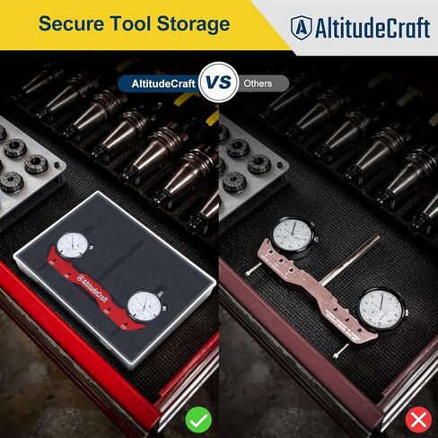 Precise Mill and Lathe Tramming System, Dual 0.001 Inch Dial Indicators, 1/4 Inch Shank CNC Router Calibration Tool for Mini Mills and Spindle Squaring, Protective Case Included in Kuwait