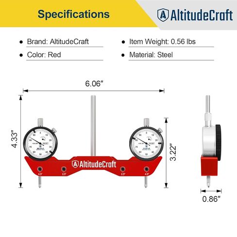 Precise Mill and Lathe Tramming System, Dual 0.001 Inch Dial Indicators, 1/4 Inch Shank CNC Router Calibration Tool for Mini Mills and Spindle Squaring, Protective Case Included in Kuwait