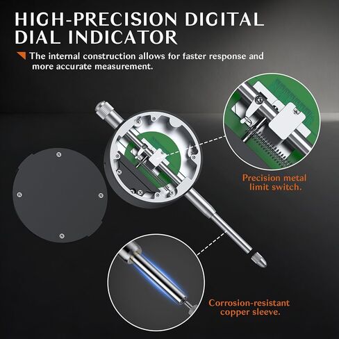 مؤشر رقمي للقرص الإلكتروني مقاس 0-1 بوصة/25.4 مم بدقة احترافية 0.01 مم، إعداد صفر وتحويل بوصة/متري - مثالي لقياس الحجم الصغير وتسوية الطابعة ثلاثية الأبعاد in Kuwait