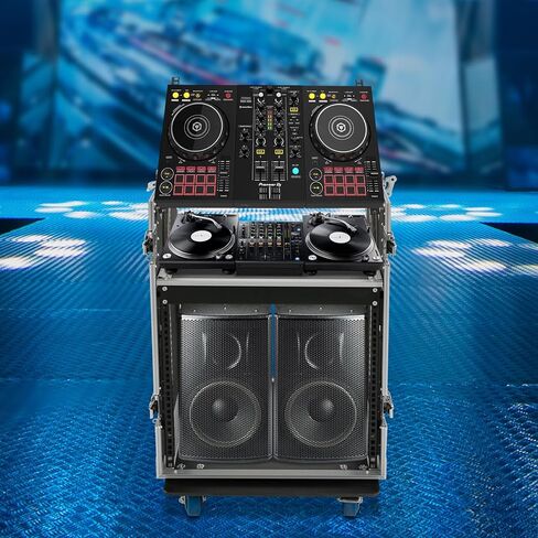 حافظة طريق 10U Pa Dj Rack، حافظة Pa Dj Pro Audio Amp Effect مع تصميم من طبقتين و4 عجلات، خزانة Pa/Dj بحافة معدنية سميكة للاستوديوهات والمسارح المنزلية KTVs وحفلات الزفاف وما إلى ذلك in Kuwait
