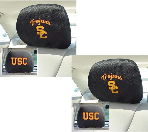 مجموعة ملحقات السيارة AAC FANMATS NCAA مع مساند الرأس وغطاء عجلة القيادة لمحبي USC Trojans المرخصة رسميًا (3 عناصر) in Kuwait