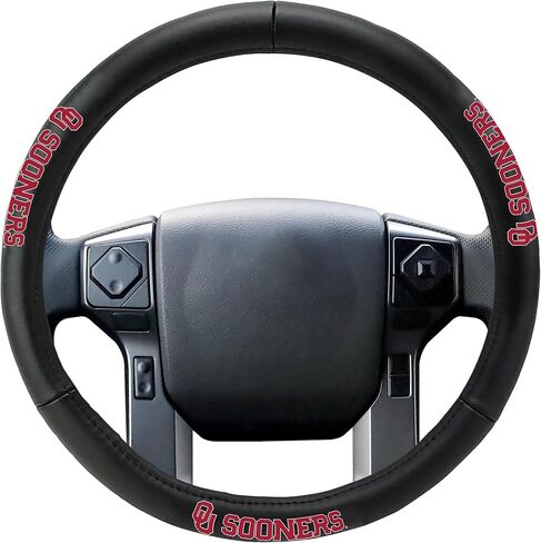 FANMATS 40527 University of Oklahoma Genuine Leather Steering Wheel Cover | Black 15"x15" in Saudi Arabia