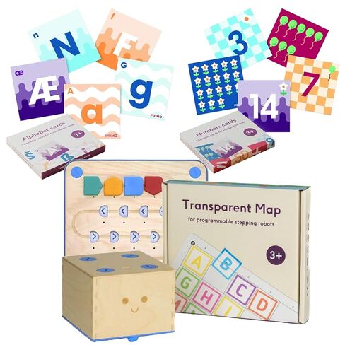 Early Programming: Screen-Free Cubetto Robotics Set, 1 Transparent Pocket Mat 6x6, 1-Set Thematic Number & Alphabet Cards - Perfect for School & Home Learning in Kuwait