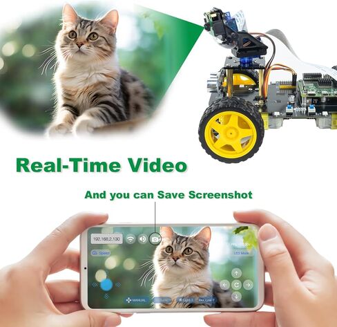 مجموعة السيارة الذكية LAFVIN 4WD لـ Raspberry Pi 5 4 B 3 B+ B A+، تتبع الخط، تتبع الوجه، تجنب العوائق، مع Tutorail (بدون Raspberry Pi) in Kuwait