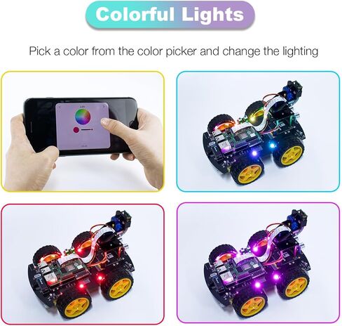 مجموعة السيارة الذكية LAFVIN 4WD لـ Raspberry Pi 5 4 B 3 B+ B A+، تتبع الخط، تتبع الوجه، تجنب العوائق، مع Tutorail (بدون Raspberry Pi) in Kuwait