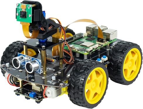 مجموعة السيارة الذكية LAFVIN 4WD لـ Raspberry Pi 5 4 B 3 B+ B A+، تتبع الخط، تتبع الوجه، تجنب العوائق، مع Tutorail (بدون Raspberry Pi) in Kuwait