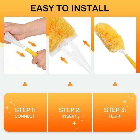 مجموعة من 30 قطعة منفضة غبار من سيتسيل مع منفضة غبار بمقبض واحد للتنظيف، عبوة منفضة للاستعمال مرة واحدة، مجموعة تنظيف منفضة متعددة الأسطح 360 لمروحة السقف والمكفوفين والأثاث in Kuwait
