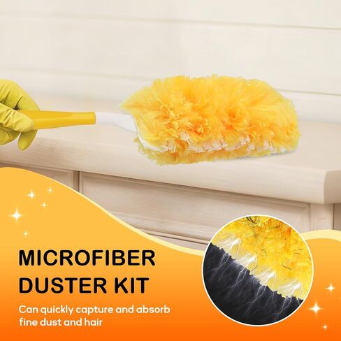 مجموعة من 30 قطعة منفضة غبار من سيتسيل مع منفضة غبار بمقبض واحد للتنظيف، عبوة منفضة للاستعمال مرة واحدة، مجموعة تنظيف منفضة متعددة الأسطح 360 لمروحة السقف والمكفوفين والأثاث in Kuwait