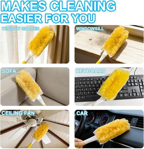 20 عبوة من منفضة الغبار شديدة التحمل من أجل سويفر، مجموعة منافض للاستعمال مرة واحدة متعددة الأسطح بزاوية 360 درجة لتنظيف الغبار الإلكترونيات والأثاث ومروحة السقف العمياء (المقبض غير متضمن) in Kuwait