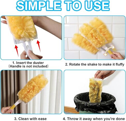 20 عبوة من منفضة الغبار شديدة التحمل من أجل سويفر، مجموعة منافض للاستعمال مرة واحدة متعددة الأسطح بزاوية 360 درجة لتنظيف الغبار الإلكترونيات والأثاث ومروحة السقف العمياء (المقبض غير متضمن) in Kuwait