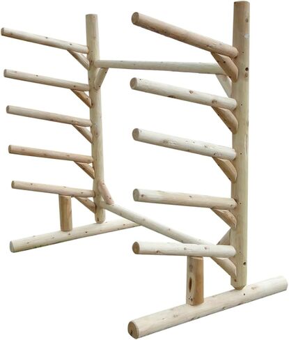 5-Place One-Sided SUP Log Rack, Outdoor Storage Racks, Paddle Board Rack for Storage Organizer, SUP Racks for Boat Storages, Paddleboard Stand - Natural + 15" Anchor Kit in Kuwait