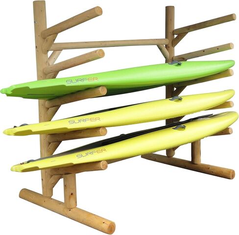 5-Place One-Sided SUP Log Rack, Outdoor Storage Racks, Paddle Board Rack for Storage Organizer, SUP Racks for Boat Storages, Paddleboard Stand - Natural + 15" Anchor Kit in Kuwait