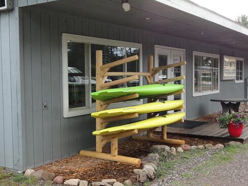 5-Place One-Sided SUP Log Rack, Outdoor Storage Racks, Paddle Board Rack for Storage Organizer, SUP Racks for Boat Storages, Paddleboard Stand - Natural + 15" Anchor Kit in Kuwait