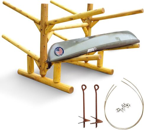 4-Place/Canoe Racks, Freestanding Surfboards Storage, Heavy Duty Storage Rack, Surfboard Stand, Canoe Paddles or SUP Storage Racks, SUP Boards - Natural + 15" Anchor Kit in Kuwait