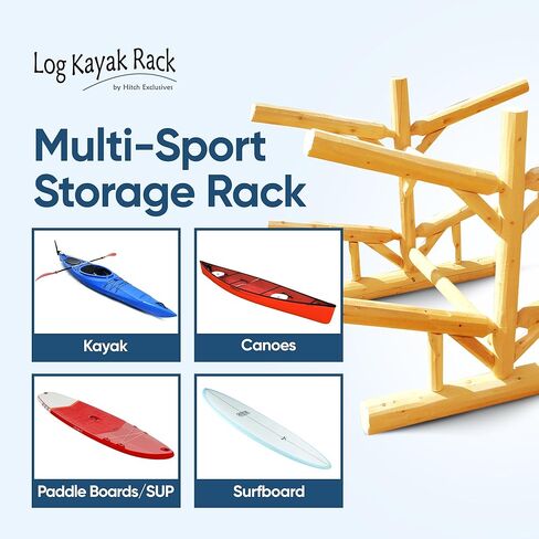 4-Place/Canoe Racks, Freestanding Surfboards Storage, Heavy Duty Storage Rack, Surfboard Stand, Canoe Paddles or SUP Storage Racks, SUP Boards - Natural + 15" Anchor Kit in Kuwait