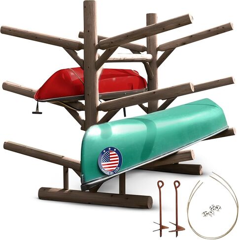 6-Place/Canoe Racks, Freestanding Paddle Board Storages, Surfboard Stand, Canoe Paddles or SUP Storage Racks, Paddle Board Rack for Outdoor Storage - Canyon Brown + 15" Anchor Kit in Kuwait