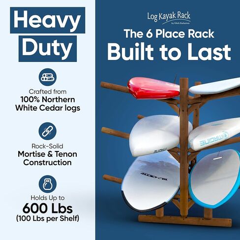 6-Place/Canoe Racks, Freestanding Paddle Board Storages, Surfboard Stand, Canoe Paddles or SUP Storage Racks, Paddle Board Rack for Outdoor Storage - Canyon Brown + 15" Anchor Kit in Kuwait