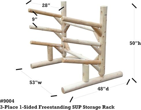 3-Place, One-Sided SUP Log Rack, Paddle Board Holder, Kayak Holder for Outside, Surfboard Stand, Paddle Boat Storage, Freestanding for Kayaks SUP Boards - Unfinished in Kuwait