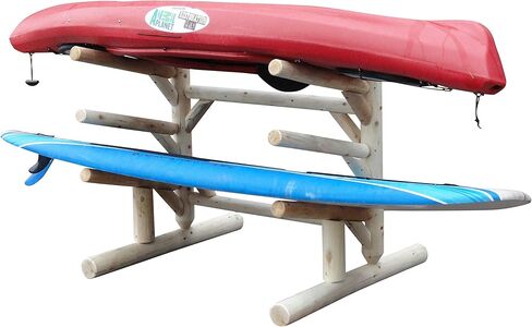 3-Place, One-Sided SUP Log Rack, Paddle Board Holder, Kayak Holder for Outside, Surfboard Stand, Paddle Boat Storage, Freestanding for Kayaks SUP Boards - Unfinished in Kuwait