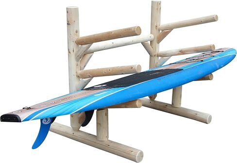 3-Place, One-Sided SUP Log Rack, Paddle Board Holder, Kayak Holder for Outside, Surfboard Stand, Paddle Boat Storage, Freestanding for Kayaks SUP Boards - Unfinished in Kuwait