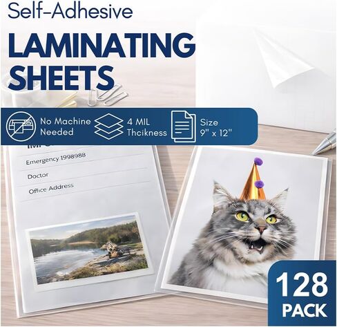 T&W SAME FILM Self Adhesive Laminating Sheets, 5mil, 9 x 12 Inch No Heat Laminating Sheets, Self Sealing Laminating Sheets for Laminator, Round Corner, No Heat, No Machine Needed-28 Pack in Saudi Arabia
