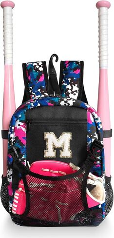 حقيبة دادوب للكرة اللينة للفتيات - للشباب والأطفال الصغار من سن 3 إلى 16 عامًا حقيبة ظهر للبيسبول مع خطاف سياج - حقيبة معدات للخفافيش والخوذ والمرابط والعتاد in Kuwait