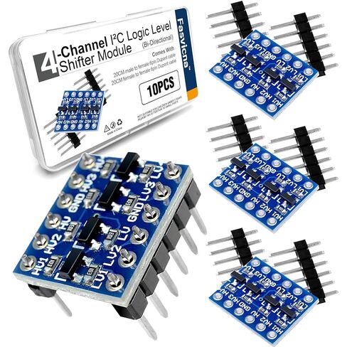 10 قطع وحدة تحويل المستوى المنطقي 4 قنوات، محول ثنائي الاتجاه 3.3 فولت إلى 5 فولت لـ I2C، UART، SPI، متوافق مع Arduino، ESP32، Raspberry Pi in Kuwait