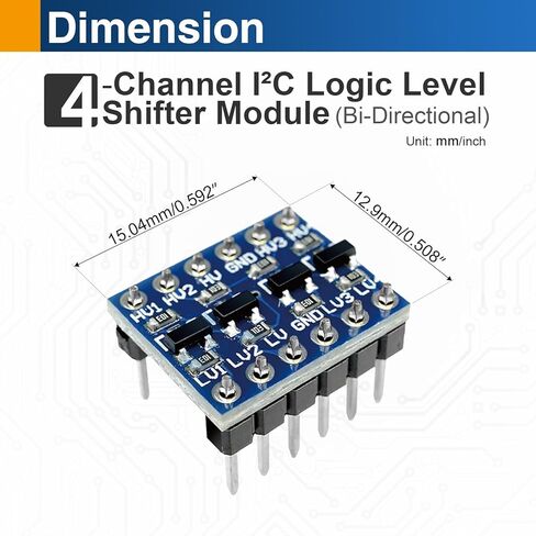 10 قطع وحدة تحويل المستوى المنطقي 4 قنوات، محول ثنائي الاتجاه 3.3 فولت إلى 5 فولت لـ I2C، UART، SPI، متوافق مع Arduino، ESP32، Raspberry Pi in Kuwait