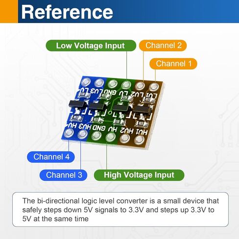 10 قطع وحدة تحويل المستوى المنطقي 4 قنوات، محول ثنائي الاتجاه 3.3 فولت إلى 5 فولت لـ I2C، UART، SPI، متوافق مع Arduino، ESP32، Raspberry Pi in Kuwait