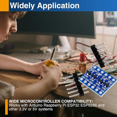 10 قطع وحدة تحويل المستوى المنطقي 4 قنوات، محول ثنائي الاتجاه 3.3 فولت إلى 5 فولت لـ I2C، UART، SPI، متوافق مع Arduino، ESP32، Raspberry Pi in Kuwait