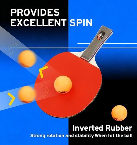 Family Premium Ping Pong Paddles Set of 4 - Advanced Table Tennis Rackets, 6 Training Ping Pong Balls, Competitive or Recreational Play - Indoor and Outdoor Compatible in Saudi Arabia