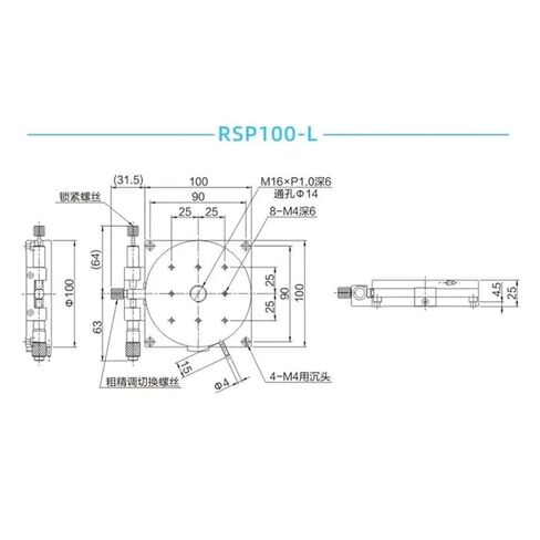 منصة دوارة يدوية انزلاق المرحلة R محور 100 مللي متر RSP100-L 360 درجة تحمل تحميل المرحلة الخطية 39.2N 4kgf 100 مللي متر in Kuwait