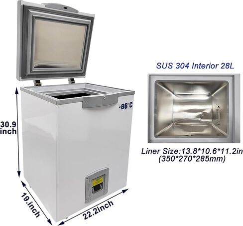 TECHTONGDA -122°F / -86℃ Ultra Low Temperature Freezer 28L Laboratory Refrigerator for Biological Samples, High-End Seafood and Dry Ice Storage in Kuwait