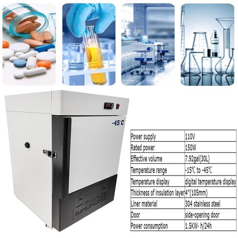 INTSUPERMAI Ultra Low Temperature Storage Box Temperature Range -15℃ to -45℃ Ultra-Low Temp Freezer Storage Refrigerator for Sample Seafood Ice Cream Storage 110V 30L in Kuwait