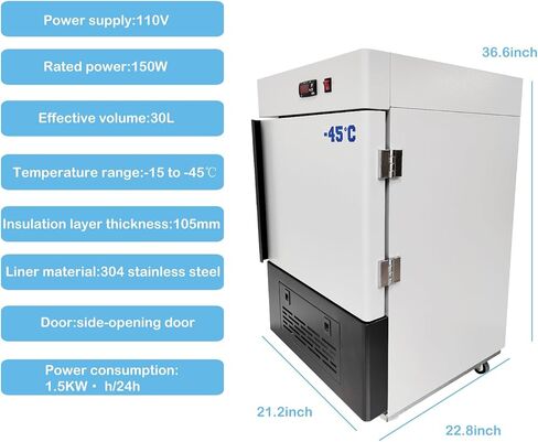 Ultra Low-temperature Freezer -45°C/-49°F Portable Lab Cryogenic Freezer 30L for Laboratory Samples Storage Electronics Chemistry in Kuwait