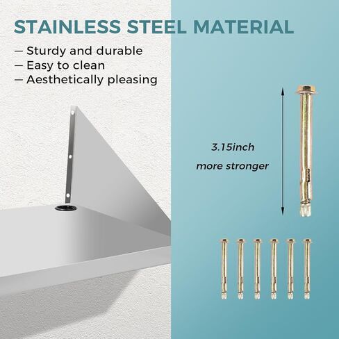 Stainless Steel Microwave Shelf Wall Mount, 18" x 24" Commercial Heavy Duty Metal Appliance Wall Mounted Shelf, 200 lb Commercial Microwave Rack for Restaurant, Kitchen, Bar and Shop in Saudi Arabia