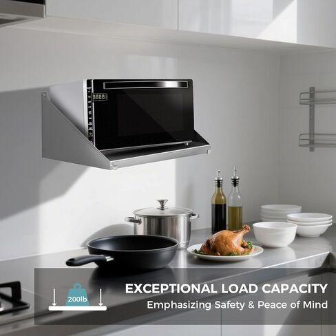 Stainless Steel Microwave Shelf Wall Mount, 18" x 24" Commercial Heavy Duty Metal Appliance Wall Mounted Shelf, 200 lb Commercial Microwave Rack for Restaurant, Kitchen, Bar and Shop in Saudi Arabia