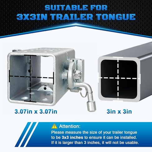 طقم لسان المقطورة القابل للطي، يوفر مساحة تخزين، تصنيف 5000 رطل، لسان مقطورة 3 × 3 بوصة، فولاذ عالي الكربون مقاوم للتآكل والصدأ، قفل مزدوج، سهل التركيب، ضمان لمدة 5 سنوات in Kuwait