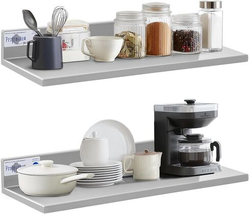 Profeshow الفولاذ المقاوم للصدأ الجرف الحائط التجاري رفوف الفولاذ المقاوم للصدأ 8.6 * 30 بوصة 58lb الثقيلة رف المطبخ التجاري لمطعم، بار، غرفة المرافق، المطبخ والمرآب in Kuwait