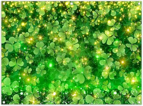 7x5ft Fabric Happy St. Patrick's Day Photography Backdrop Lucky Irish Green Shamrock Background Golden Coins Festival Party Decorations Photo Banner Gifts in Kuwait