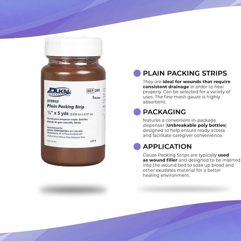 Dukal 260 Plain Wound Packing Strips 1/4 in. x 5 Yards Sterile (Each) in Kuwait