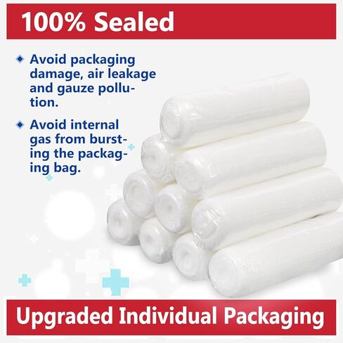 40 Pack Gauze Rolls, 3 in x 4.1 Yards, Premium Gauze Wrap Roll for Wounds, Bandage Wrap Rolled Gauzes, Mummy Wraps, Individually Wrapped in Saudi Arabia