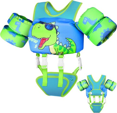 سترة سباحة للأطفال الصغار من Vvinca بوزن 22-66 كجم، مدرب سباحة للأولاد والبنات مع حزام بين الرجلين مضاد للاحتكاك، يطفو للأطفال من عمر 2-6 سنوات in Kuwait