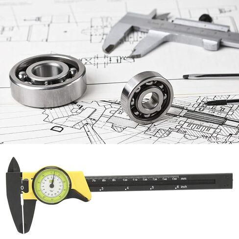 0-150Mm Plastic Dial Vernier, Caliper Measuring Tool Plastic Dial Caliper Caliper Ruler Roofessional Measure Tool (Yellow (Imperial)) in Saudi Arabia