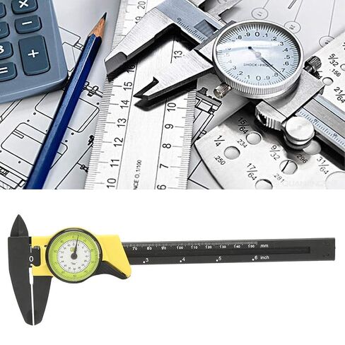 0-150Mm Plastic Dial Vernier, Caliper Measuring Tool Plastic Dial Caliper Caliper Ruler Roofessional Measure Tool (Yellow (Imperial)) in Saudi Arabia