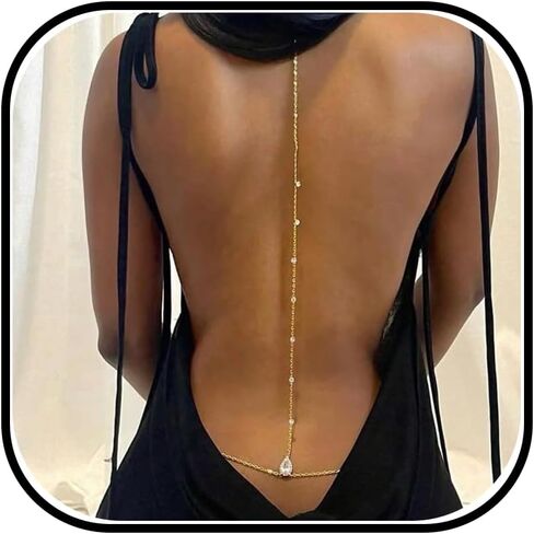 Rhinestone Back Chain Necklace for Backless Dress Body Chain Jewelry Backdrop Chain Necklaces for Women in Saudi Arabia