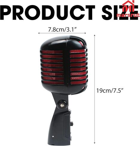 Marsrut Vintage Microphone, Retro Classic Old School Dynamic Vocal Mic, Unidirectional Cardioid Style Compatible with XLR Cable for Universal Stand, for Studio Recording & Live Performance in Saudi Arabia